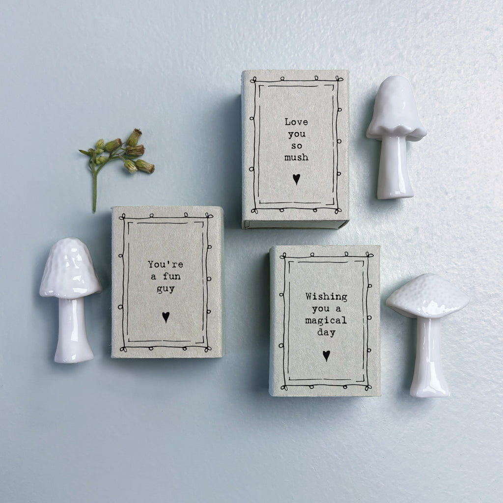 East of India Porcelain Matchbox Mushroom - Mushroom you’re a fun guy