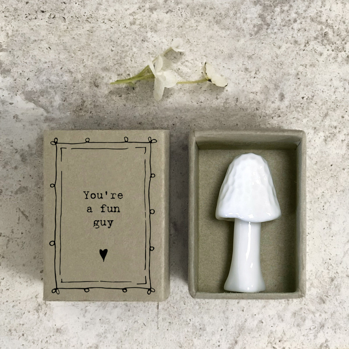 East of India Porcelain Matchbox Mushroom - Mushroom you’re a fun guy