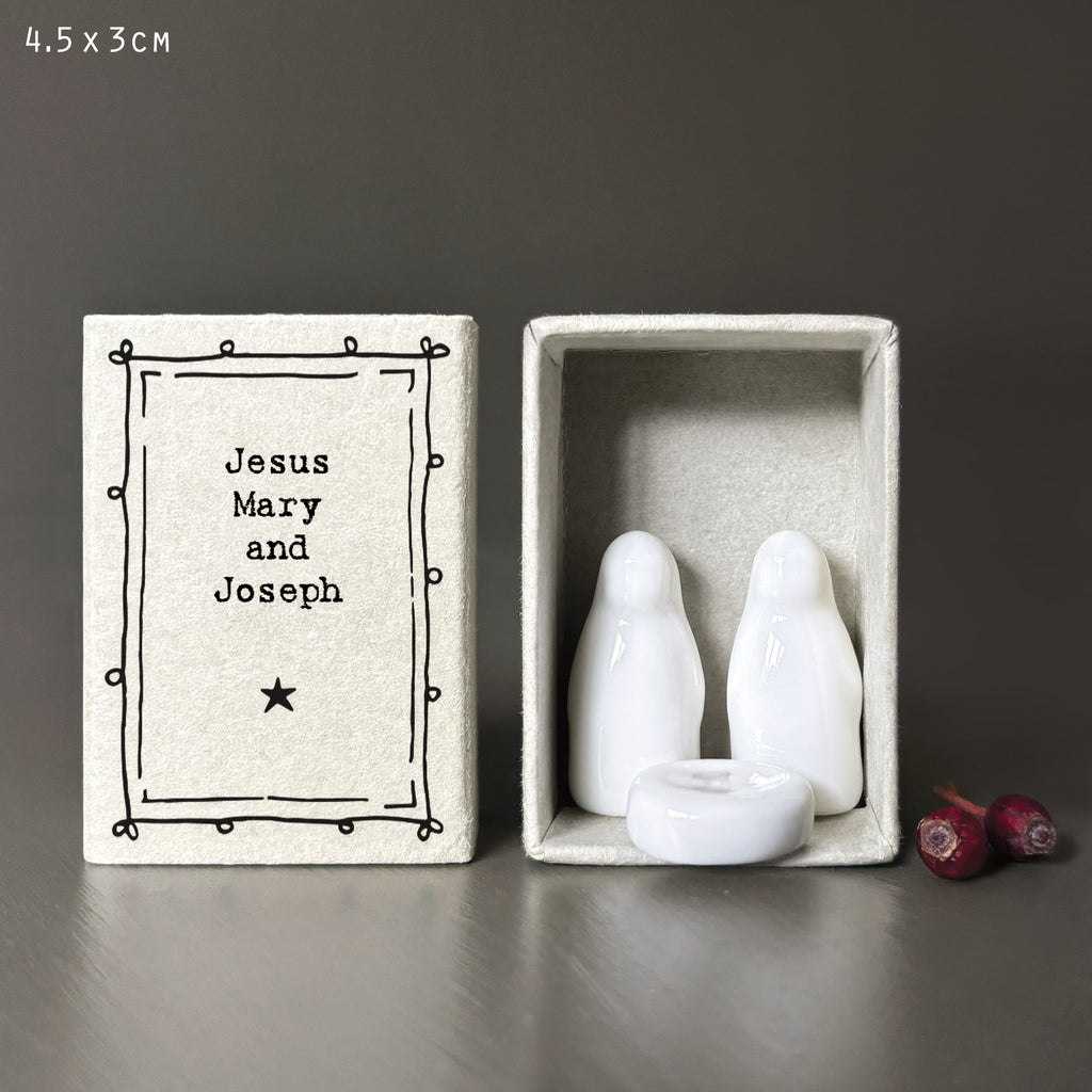 East of India Porcelain Nativity Matchbox - Jesus, Mary & Joseph