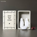 East of India Porcelain Nativity Matchbox - Jesus, Mary & Joseph