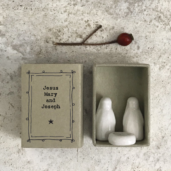 East of India Porcelain Nativity Matchbox - Jesus, Mary & Joseph