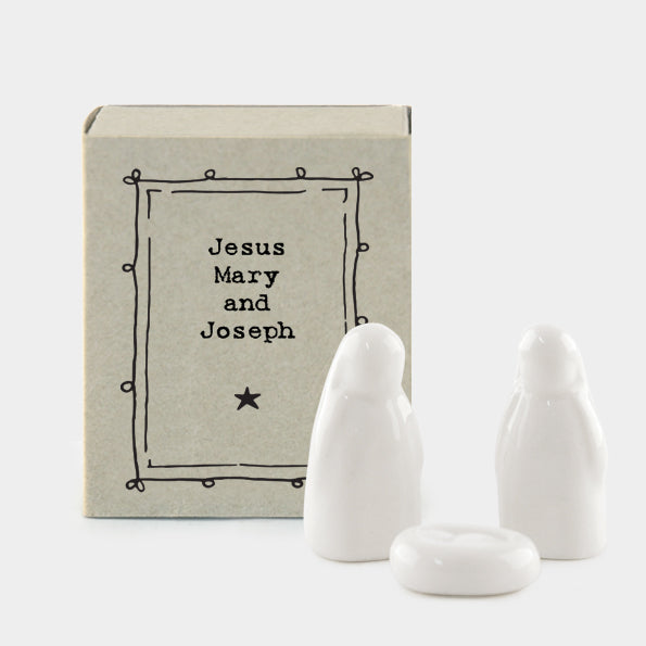 East of India Porcelain Nativity Matchbox - Jesus, Mary & Joseph