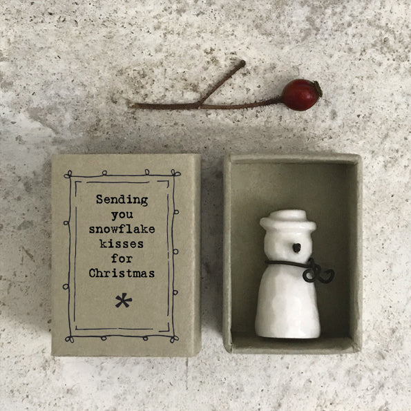 East of India Porcelain Matchbox - Snowman