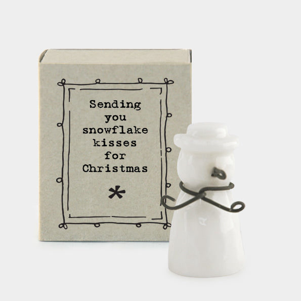 East of India Porcelain Matchbox - Snowman