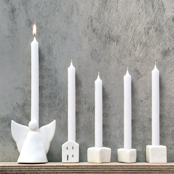 East of India Porcelain Candle with Holder - Angel