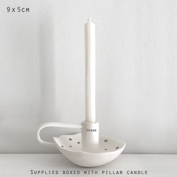 East of India Porcelain Candle Holder - Dream