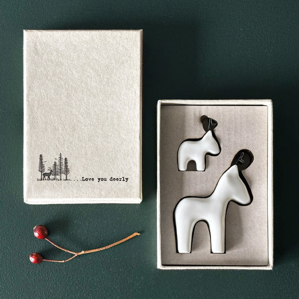 East of India Porcelain Reindeer, Set of 2
