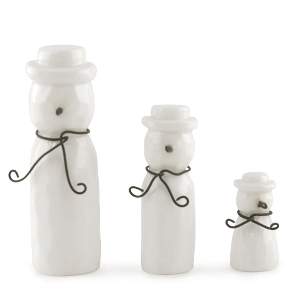 East of India Porcelain Snowmen Christmas Decorations, Set of 3