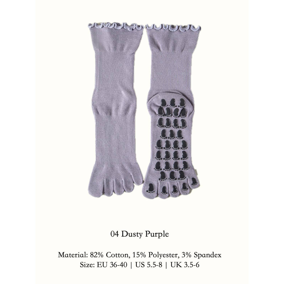 Five Toe Grip Socks for Yoga & Barre - Dusty Purple
