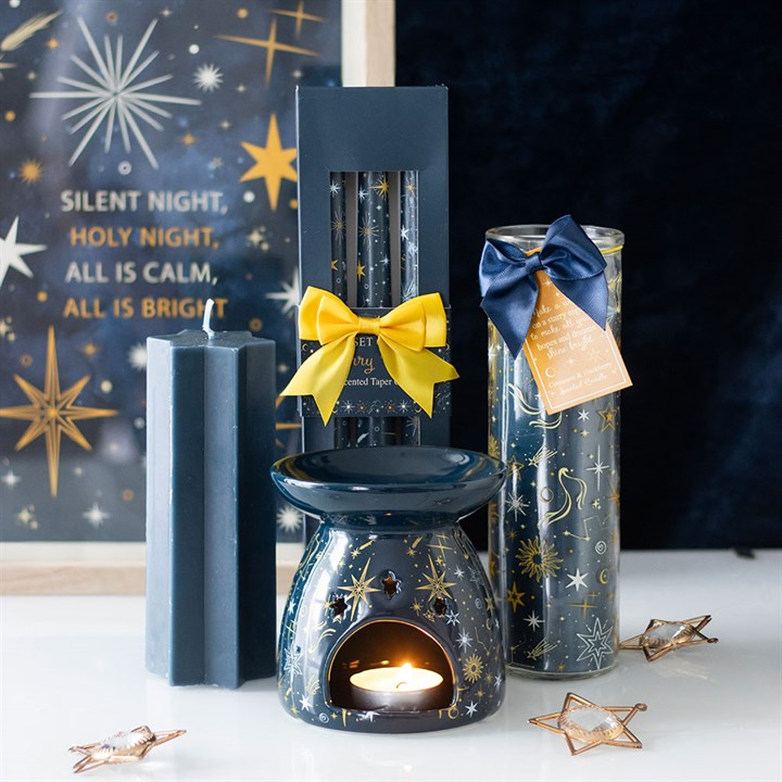Set of 3 Starry Night Celestial Taper Candles