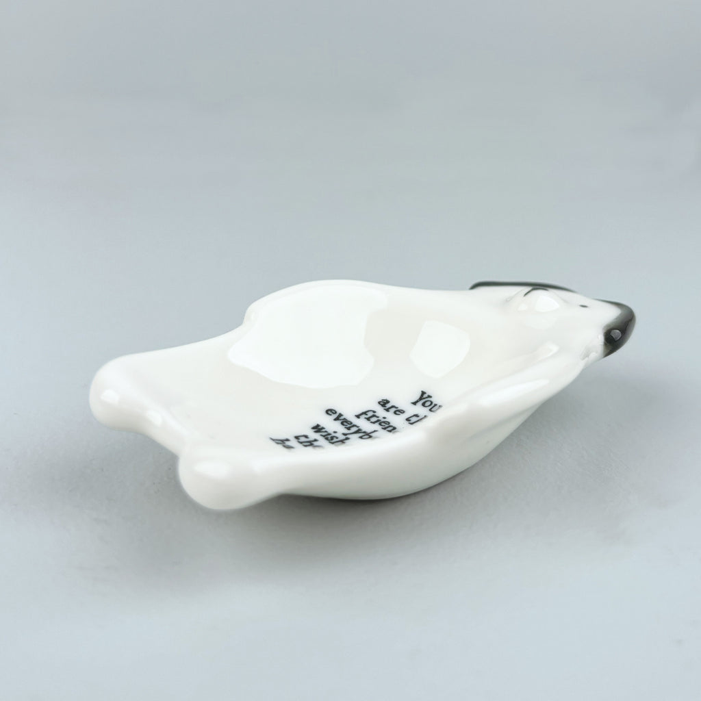 East of India Porcelain Dog Trinket Dish - You are the friend