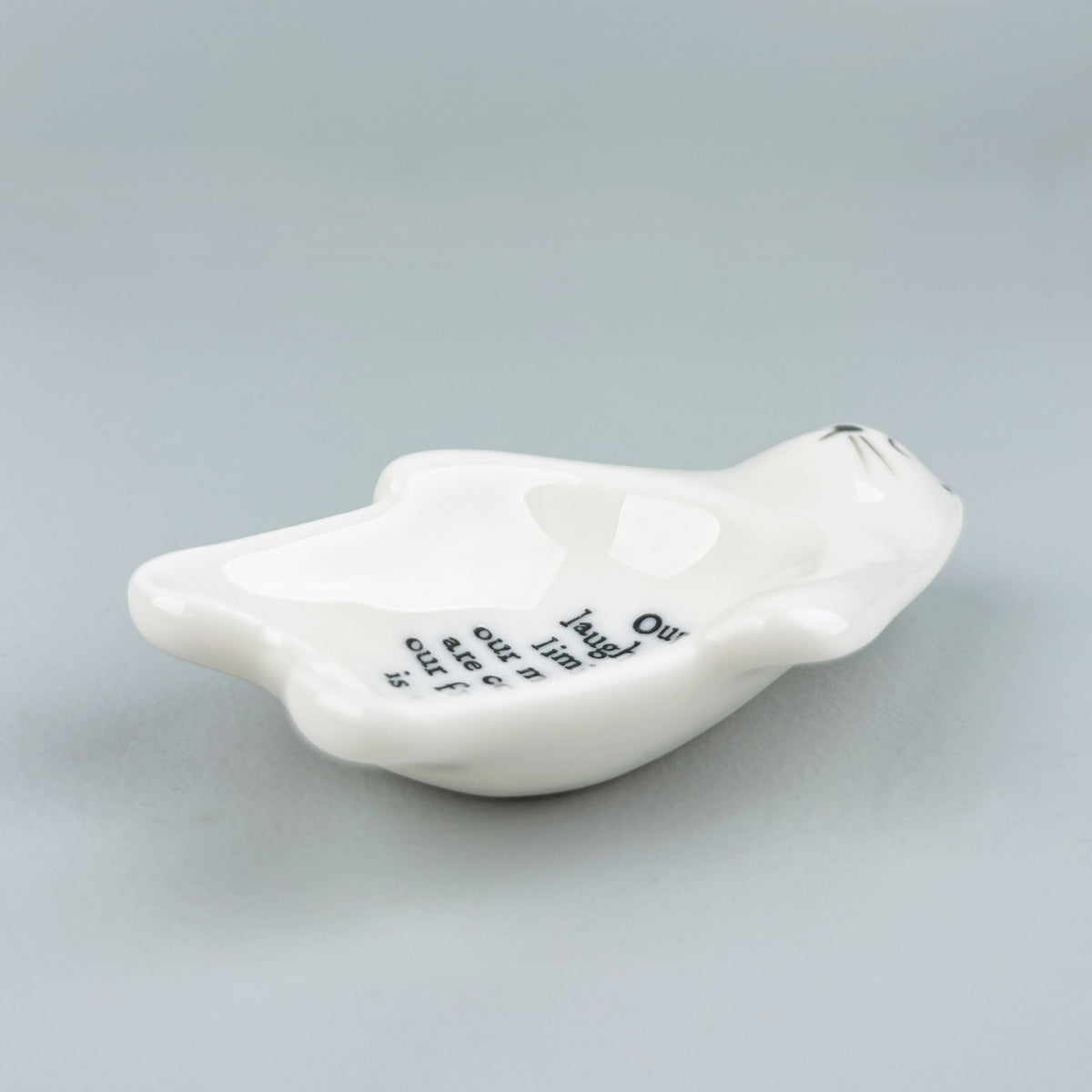 East of India Porcelain Cat Trinket Dish - Our laughs are limitless