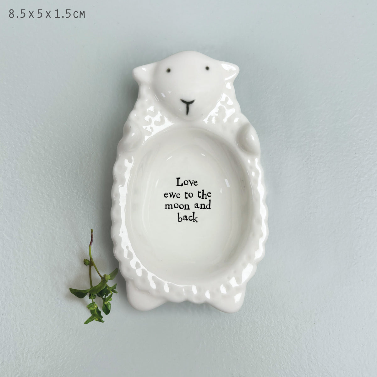 East of India Porcelain Sheep Trinket Dish - Love ewe to the moon
