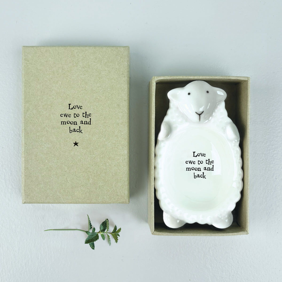 East of India Porcelain Sheep Trinket Dish - Love ewe to the moon