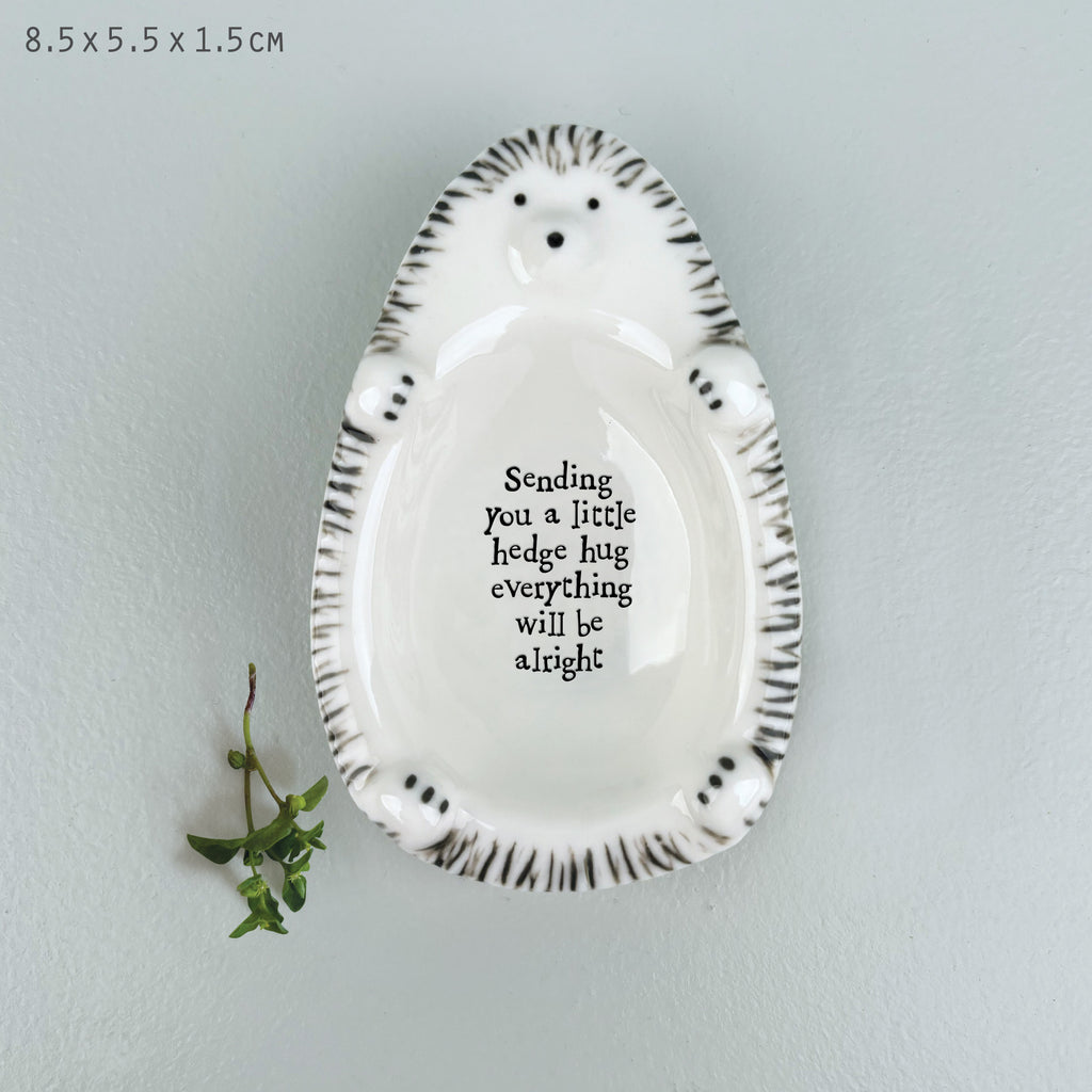 East of India Porcelain Hedgehog Trinket Dish - Sending you a hug
