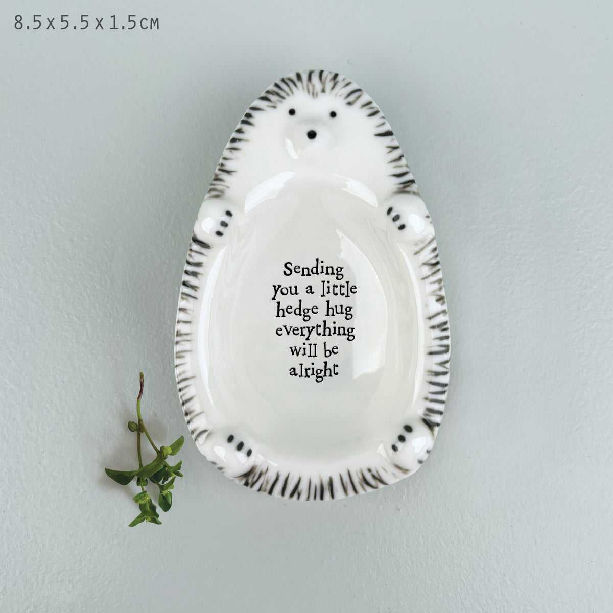 East of India Porcelain Hedgehog Trinket Dish - Sending you a hug