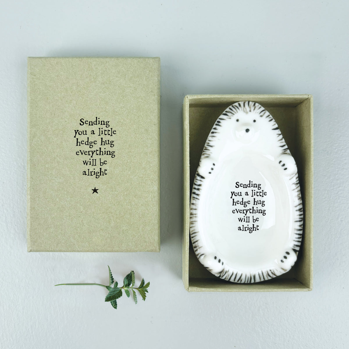 East of India Porcelain Hedgehog Trinket Dish - Sending you a hug