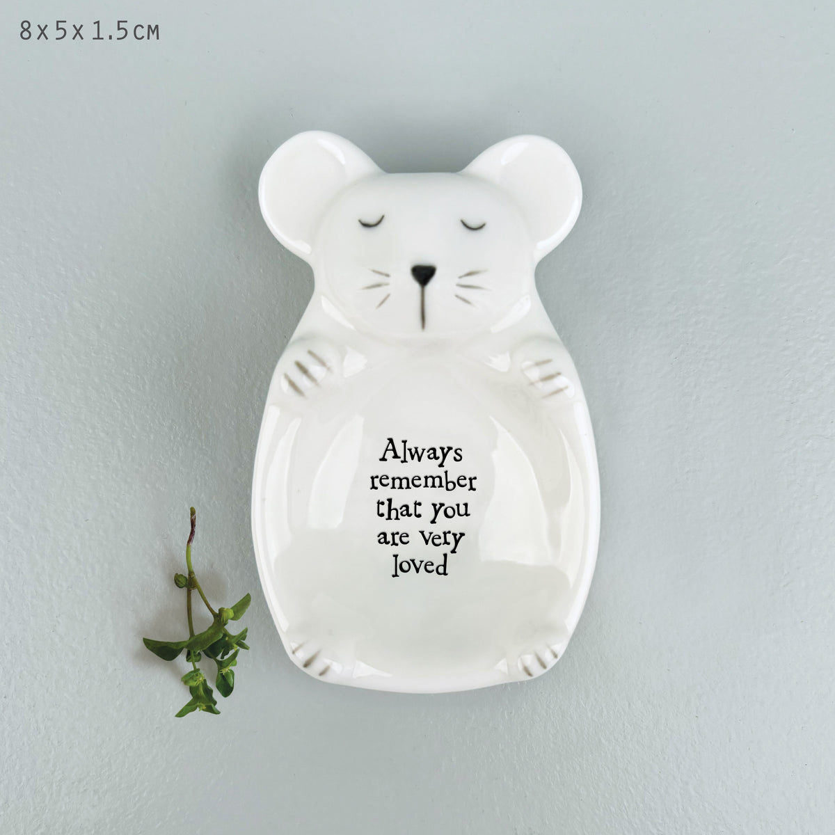 East of India Porcelain Mouse Trinket Dish - Remember that you are loved