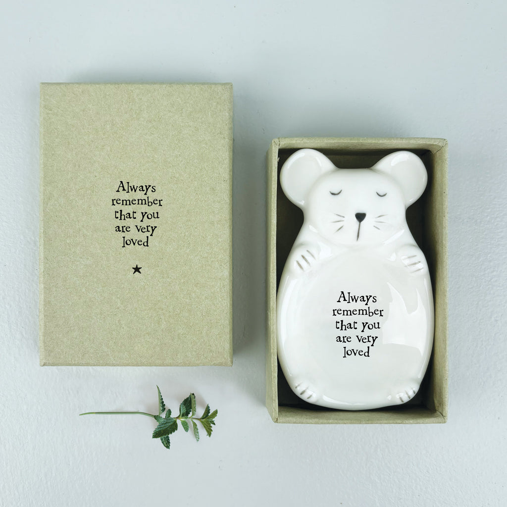 East of India Porcelain Mouse Trinket Dish - Remember that you are loved