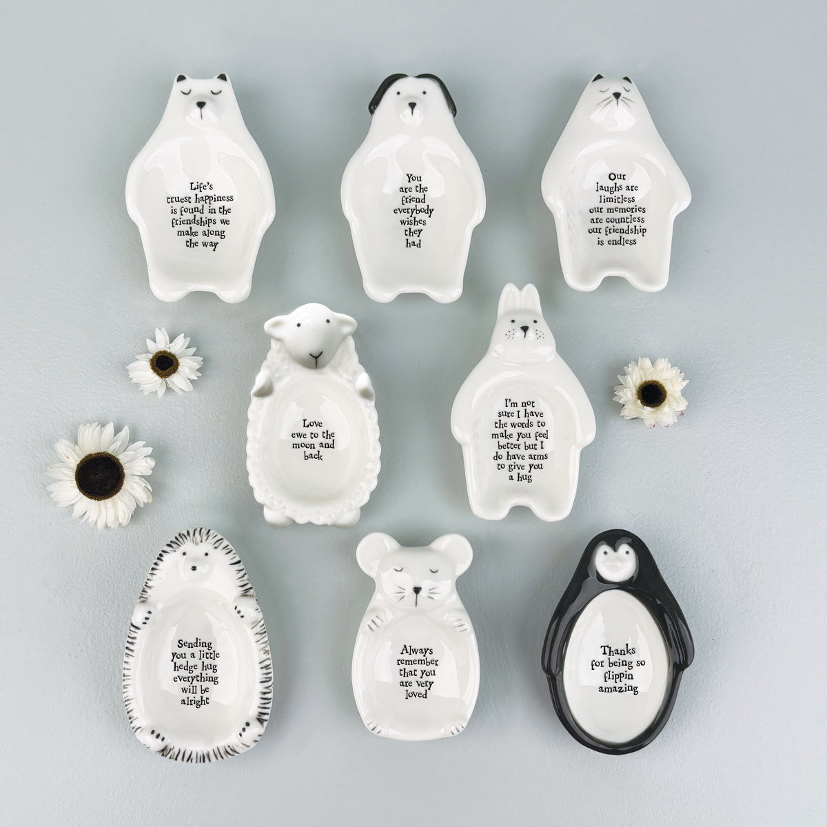 East of India Porcelain Bear Trinket Dish - Life’s truest happiness