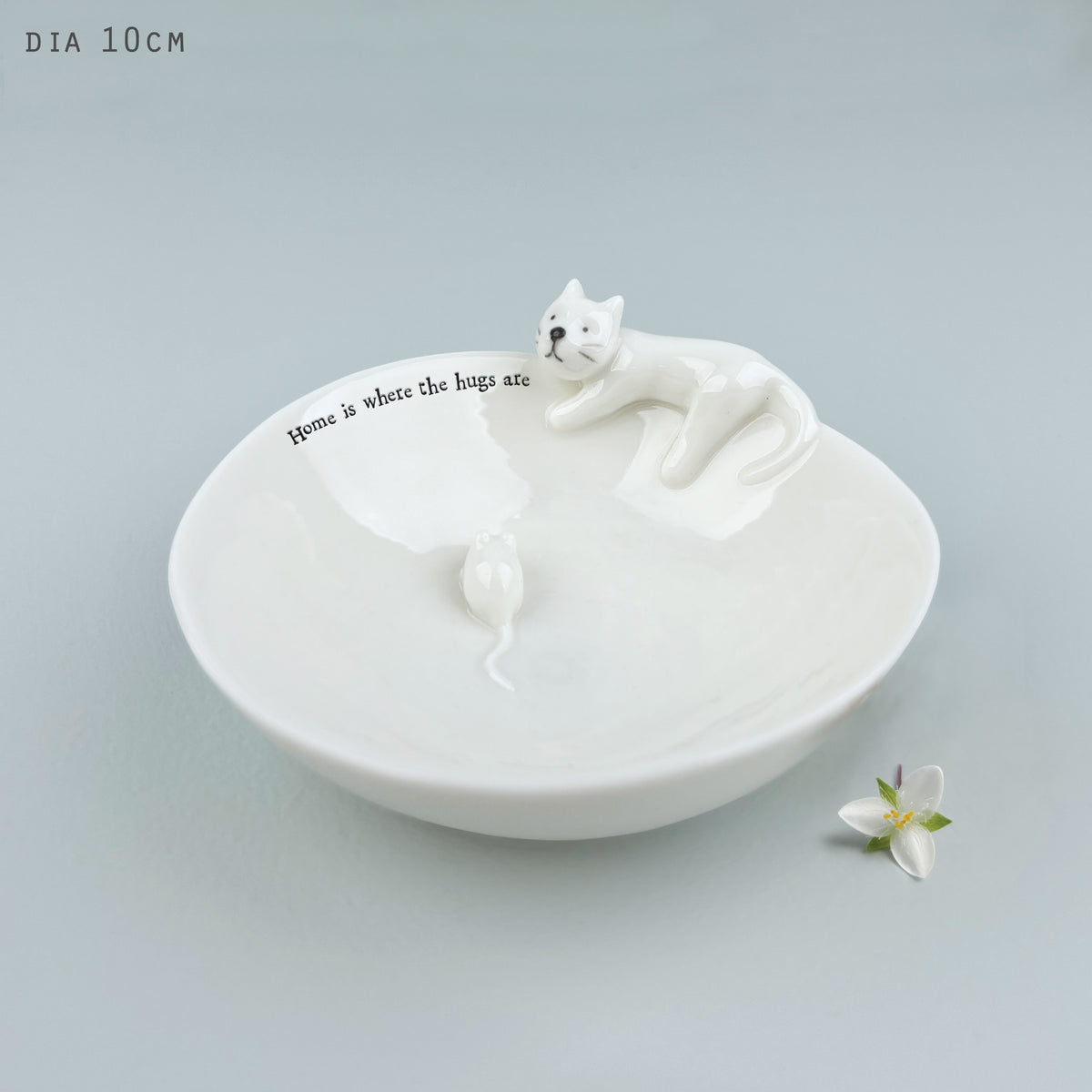 East of India Medium Porcelain Animal Bowl - Cat & mouse
