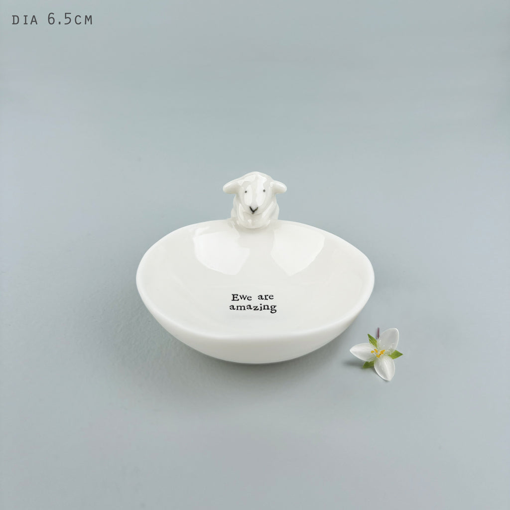 East of India Small Porcelain Sheep Trinket Bowl - Ewe are amazing