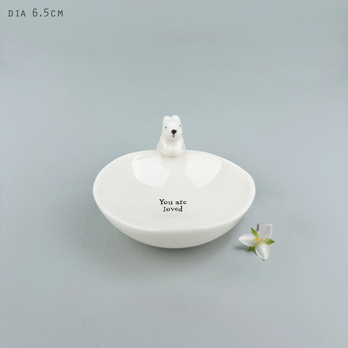 East of India Small Porcelain Rabbit Trinket Bowl - You are loved