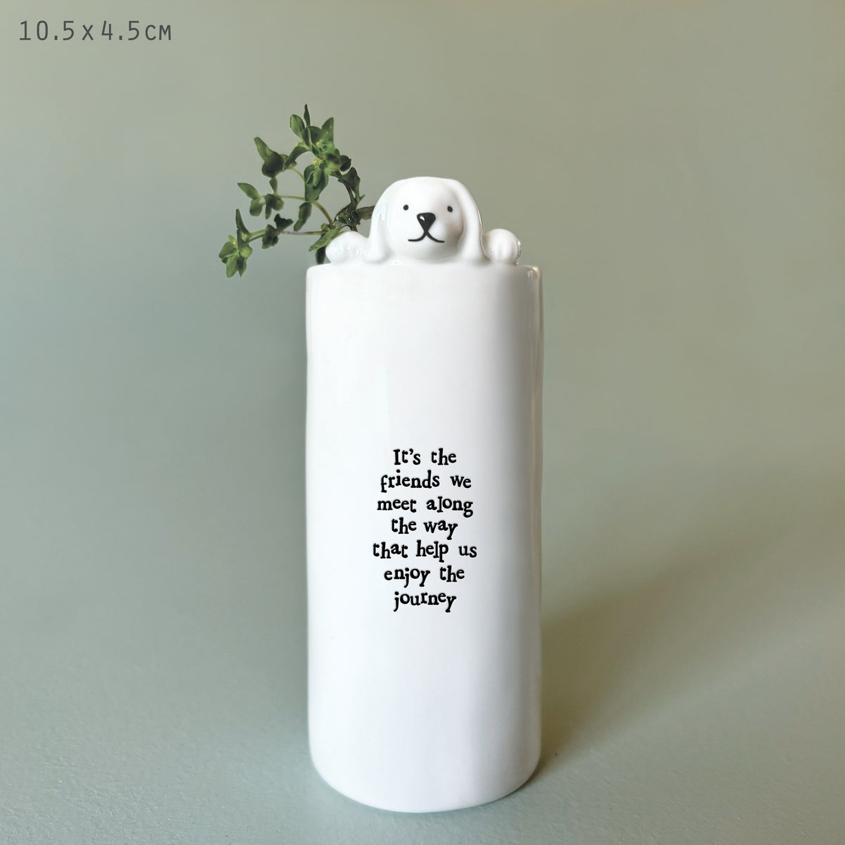 East of India Porcelain Dog Vase - Friends we meet along the way