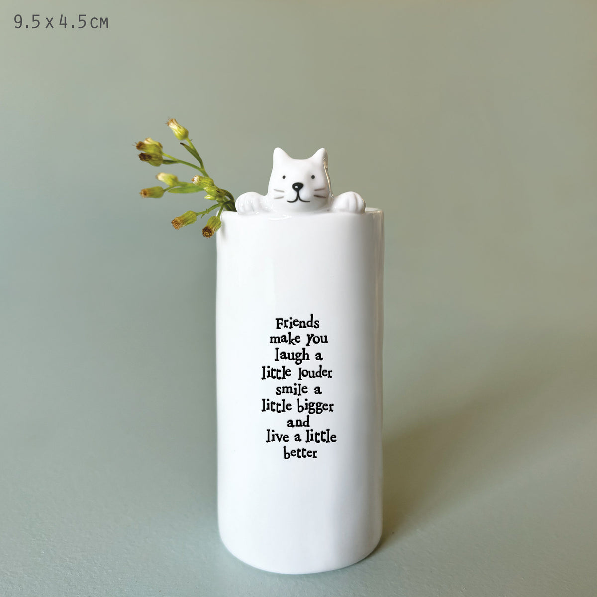 East of India Porcelain Cat Vase - Friends make you laugh
