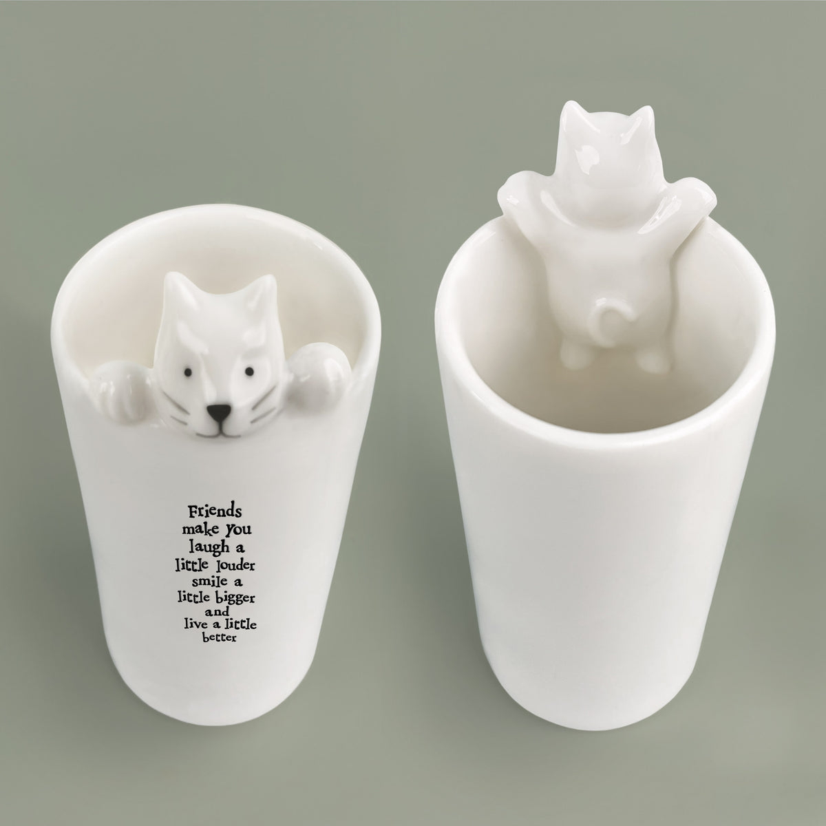East of India Porcelain Cat Vase - Friends make you laugh