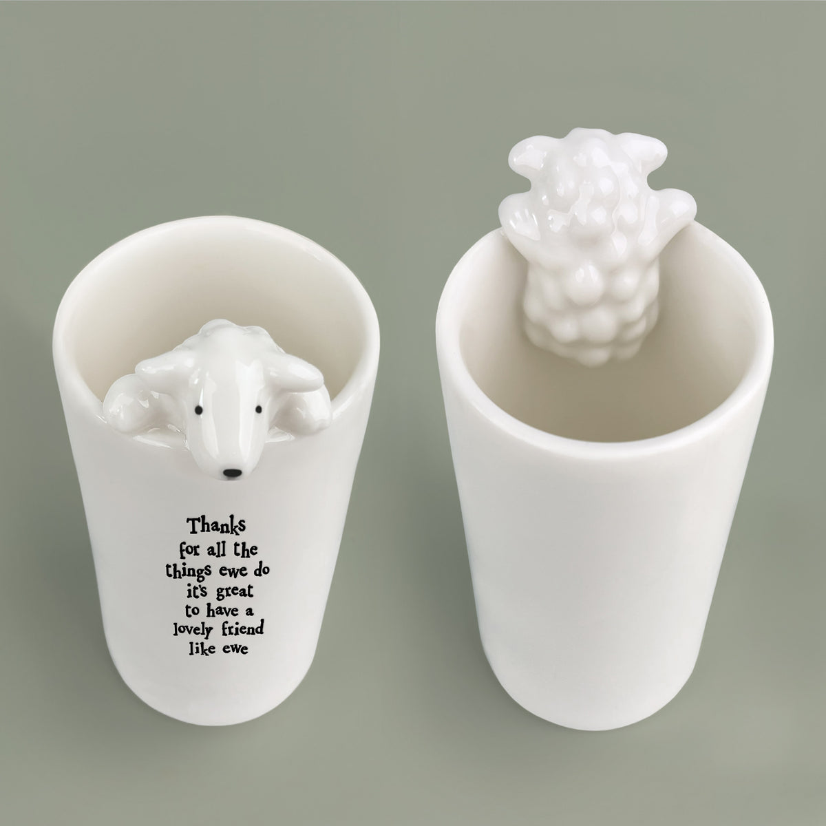 East of India Porcelain Sheep Vase - Thanks for all the things