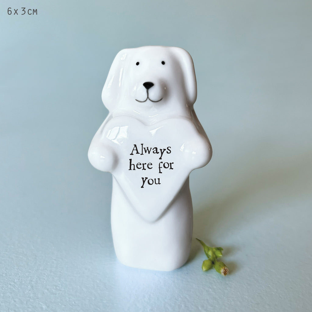 East of India Porcelain Heart with Dog