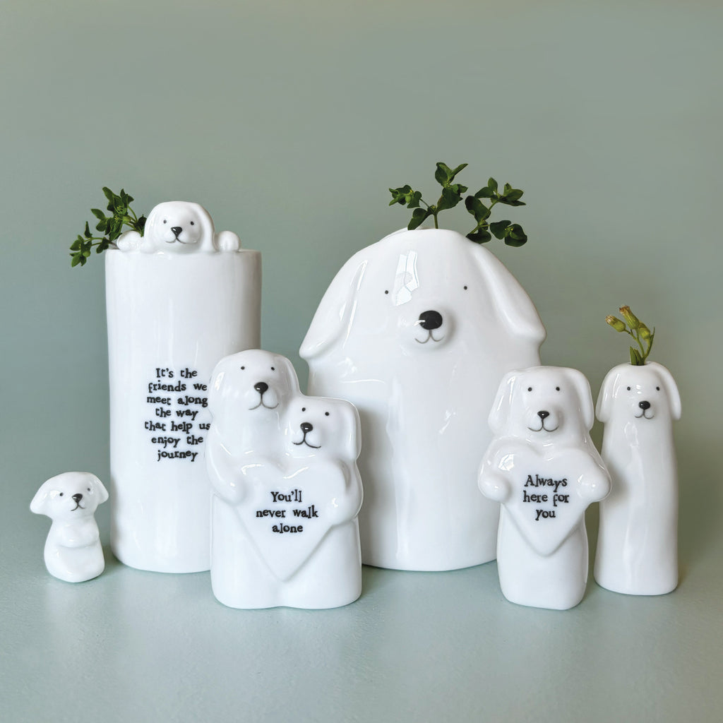 East of India Porcelain Heart with Dog