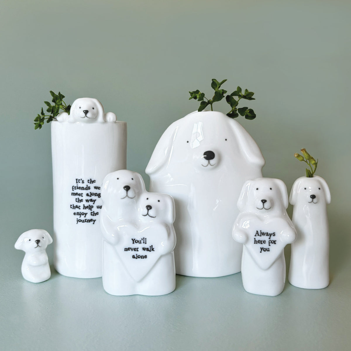 East of India Porcelain Heart with Dog