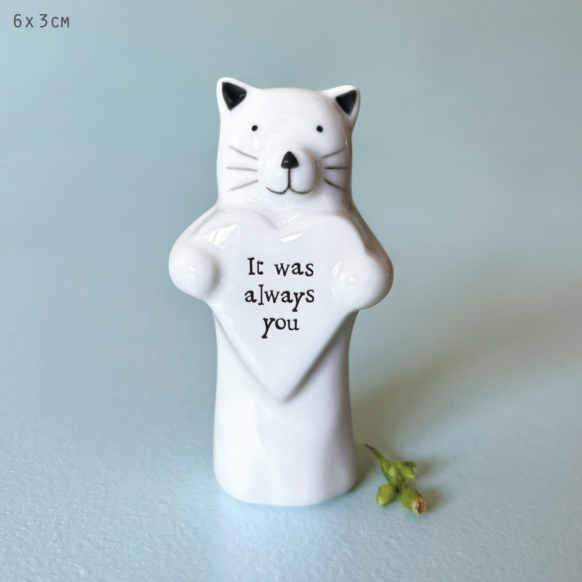 East of India Porcelain Heart with Cat