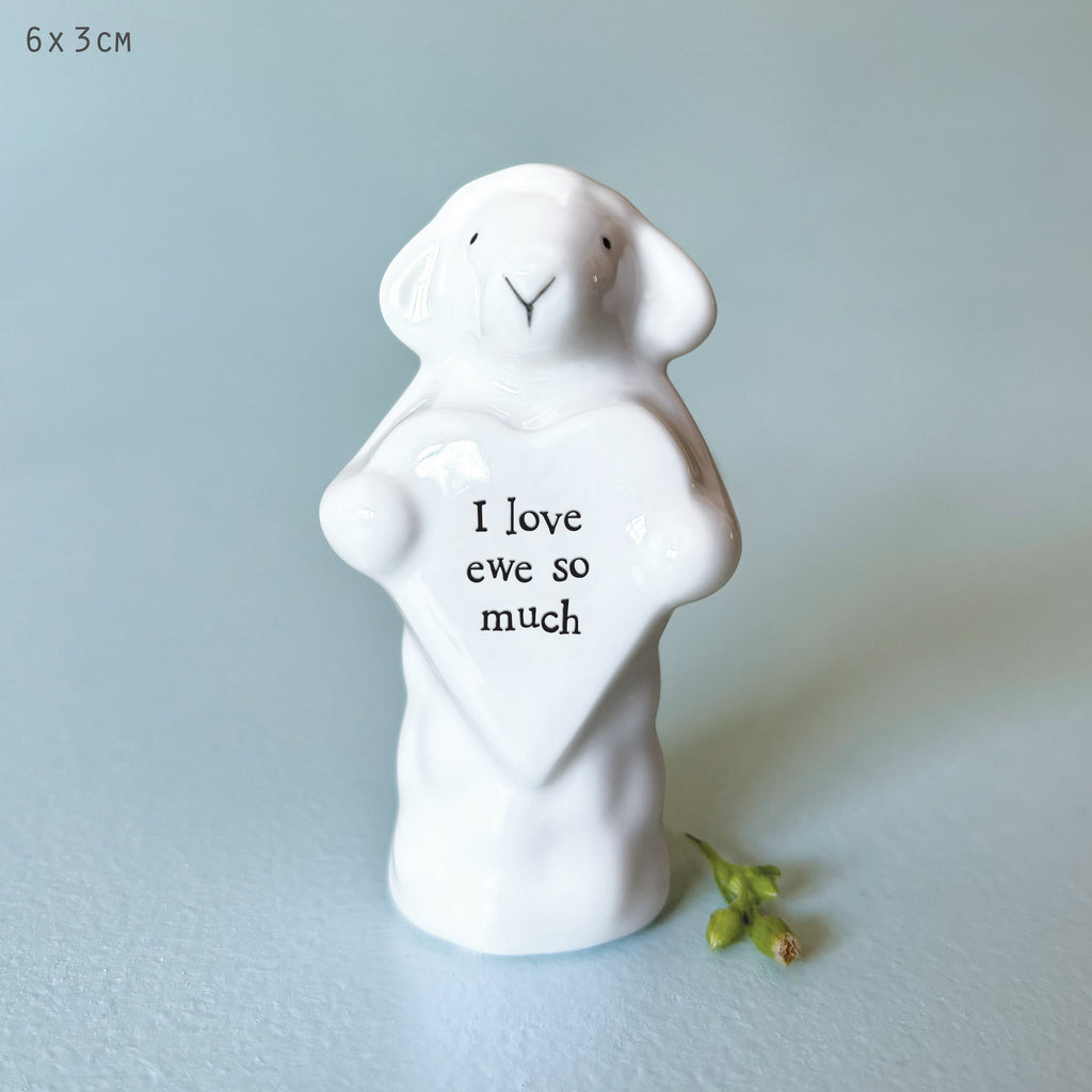East of India Porcelain Heart with Sheep