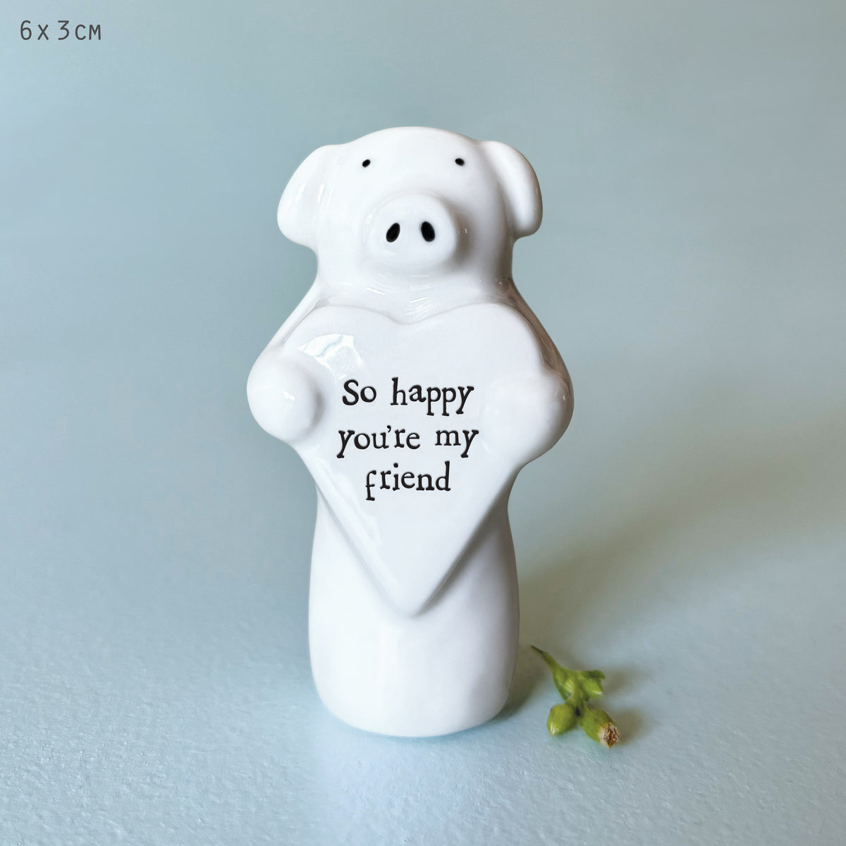 East of India Porcelain Heart with Pig