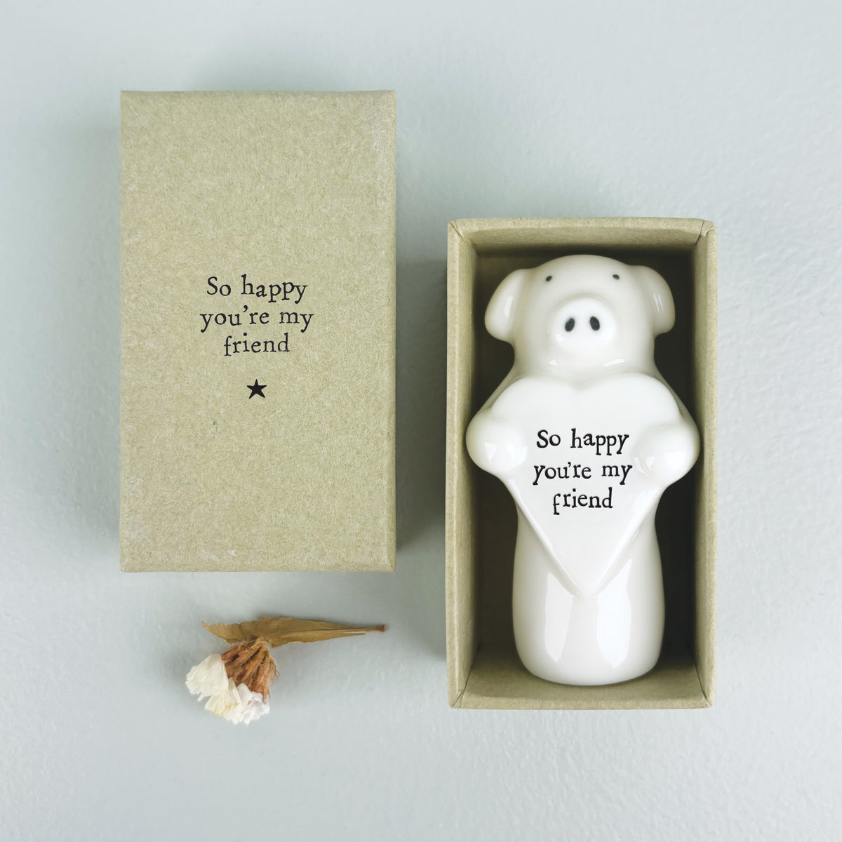 East of India Porcelain Heart with Pig