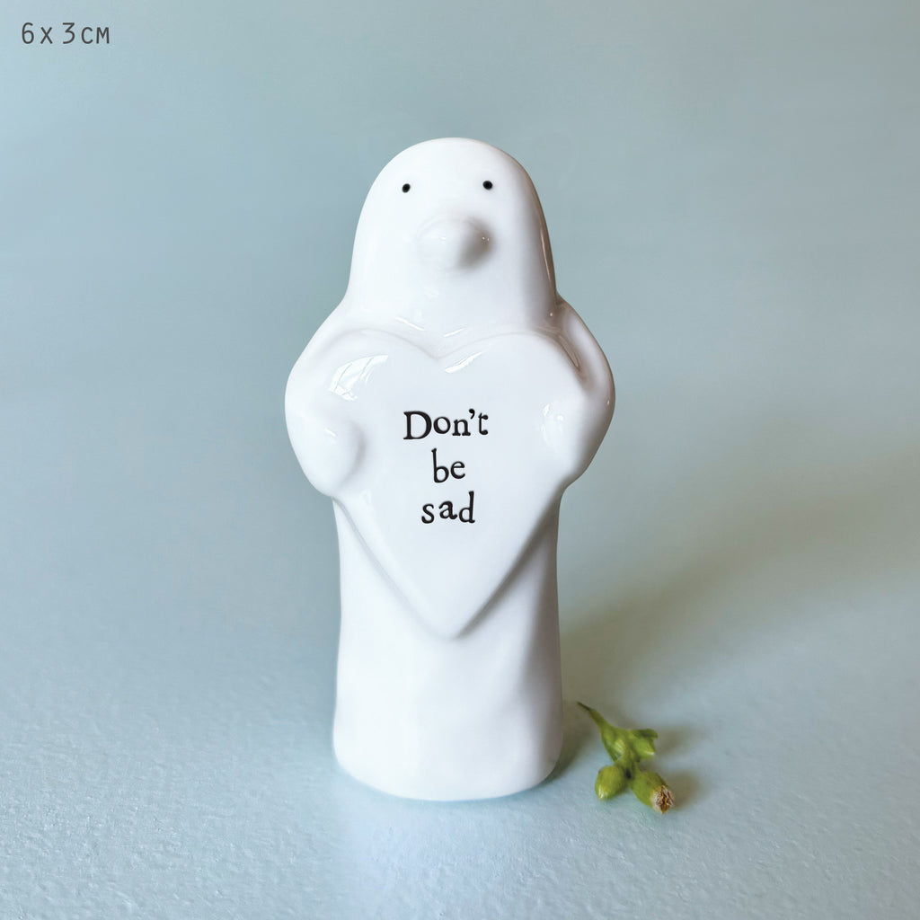 East of India Porcelain Heart with Penguin