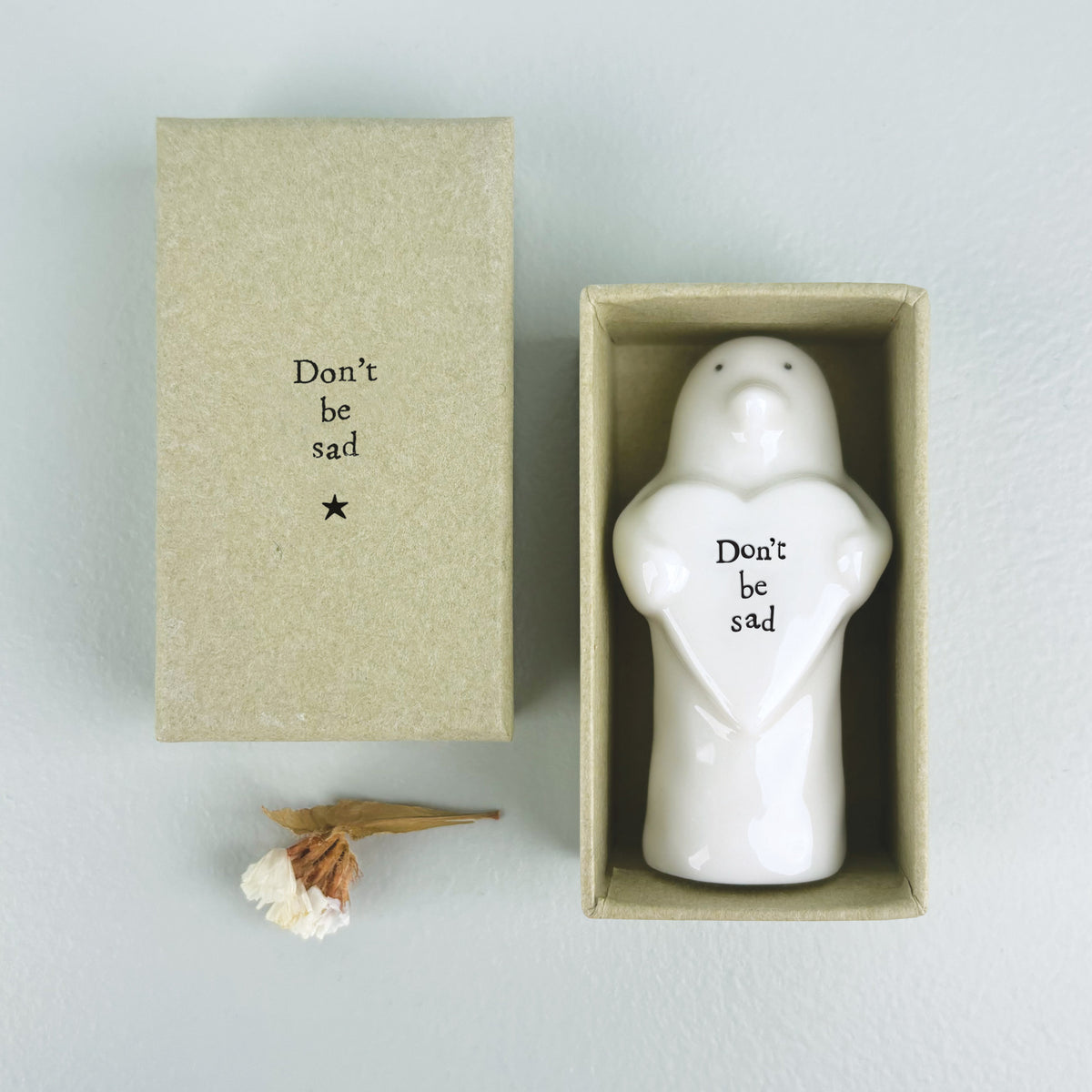 East of India Porcelain Heart with Penguin