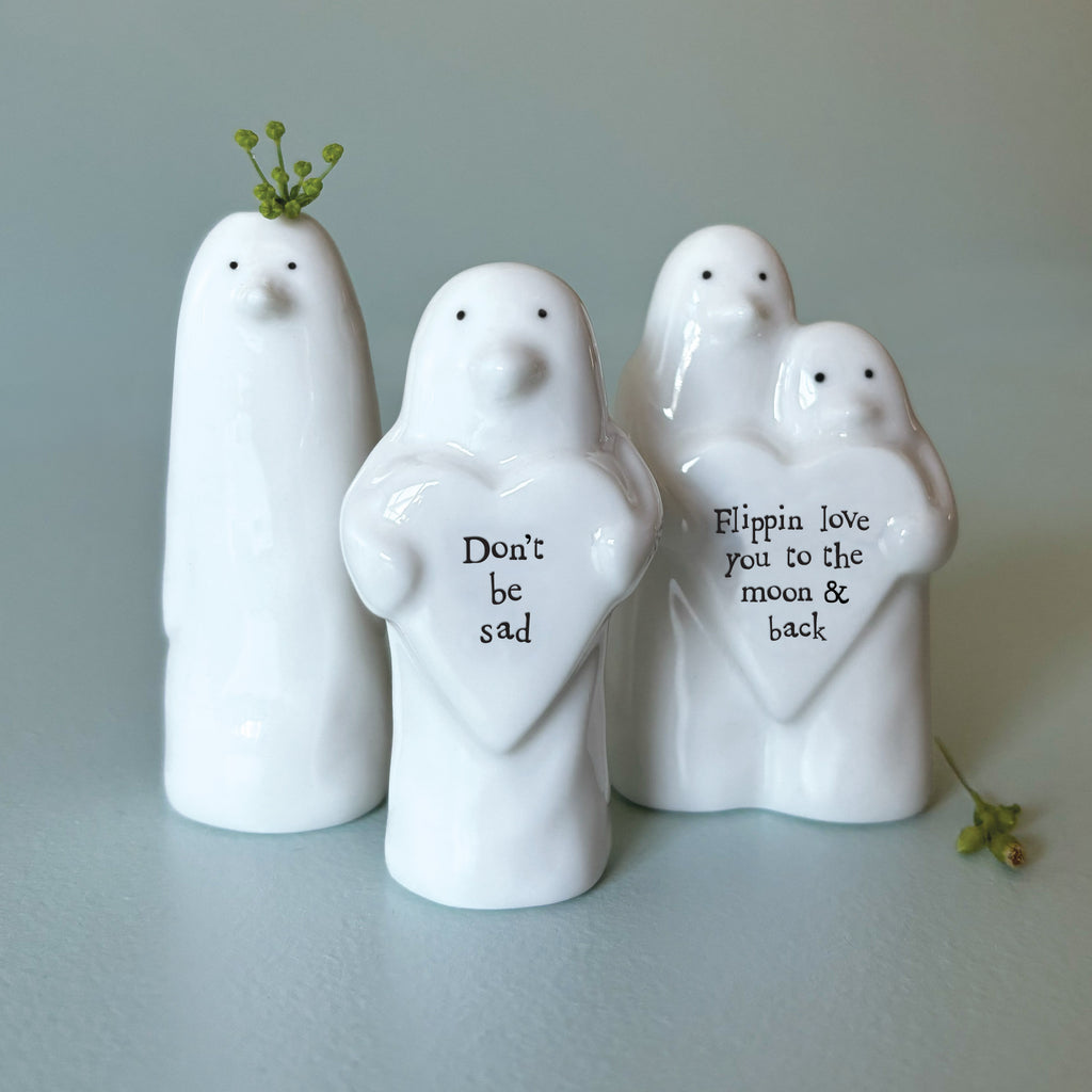 East of India Porcelain Heart with Penguin