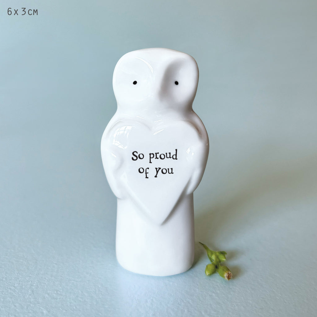 East of India Porcelain Heart with Owl