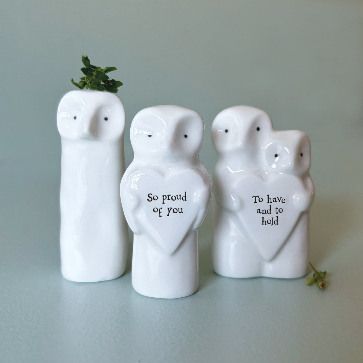 East of India Porcelain Heart with Owl