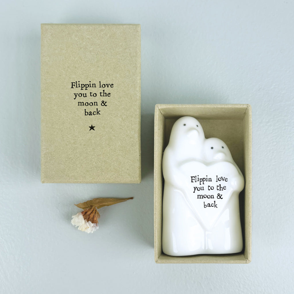 East of India Porcelain Animal Couple Keepsake - Penguins