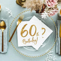 60th Birthday Party Gold & White Paper Napkins Party Supplies 60th Birthday Gold & White Party Napkins x 20
