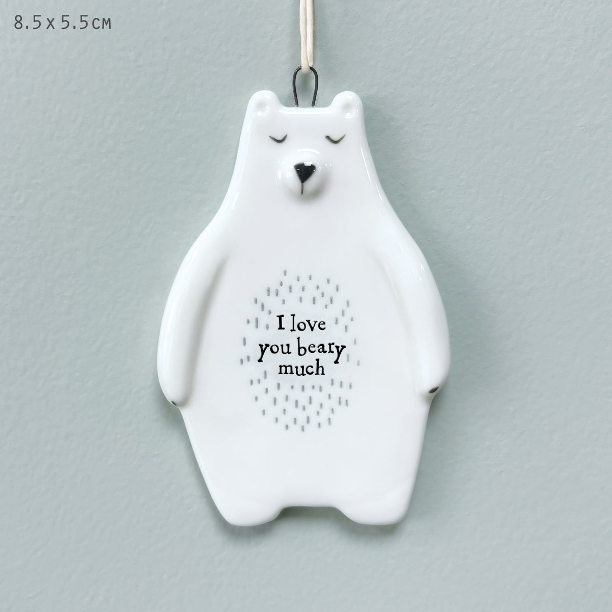 East of India Porcelain Bear Hanging Decoration - Love you beary much