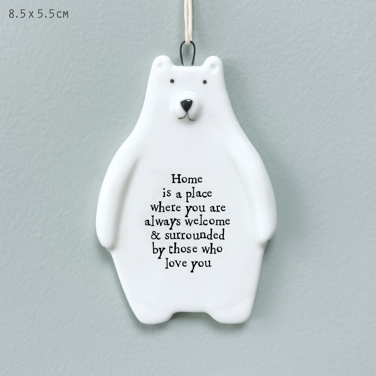 East of India Porcelain Bear Hanging Decoration - Home is a place