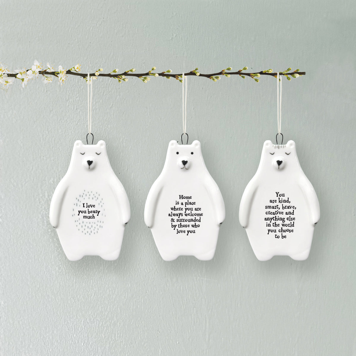 East of India Porcelain Bear Hanging Decoration - Home is a place