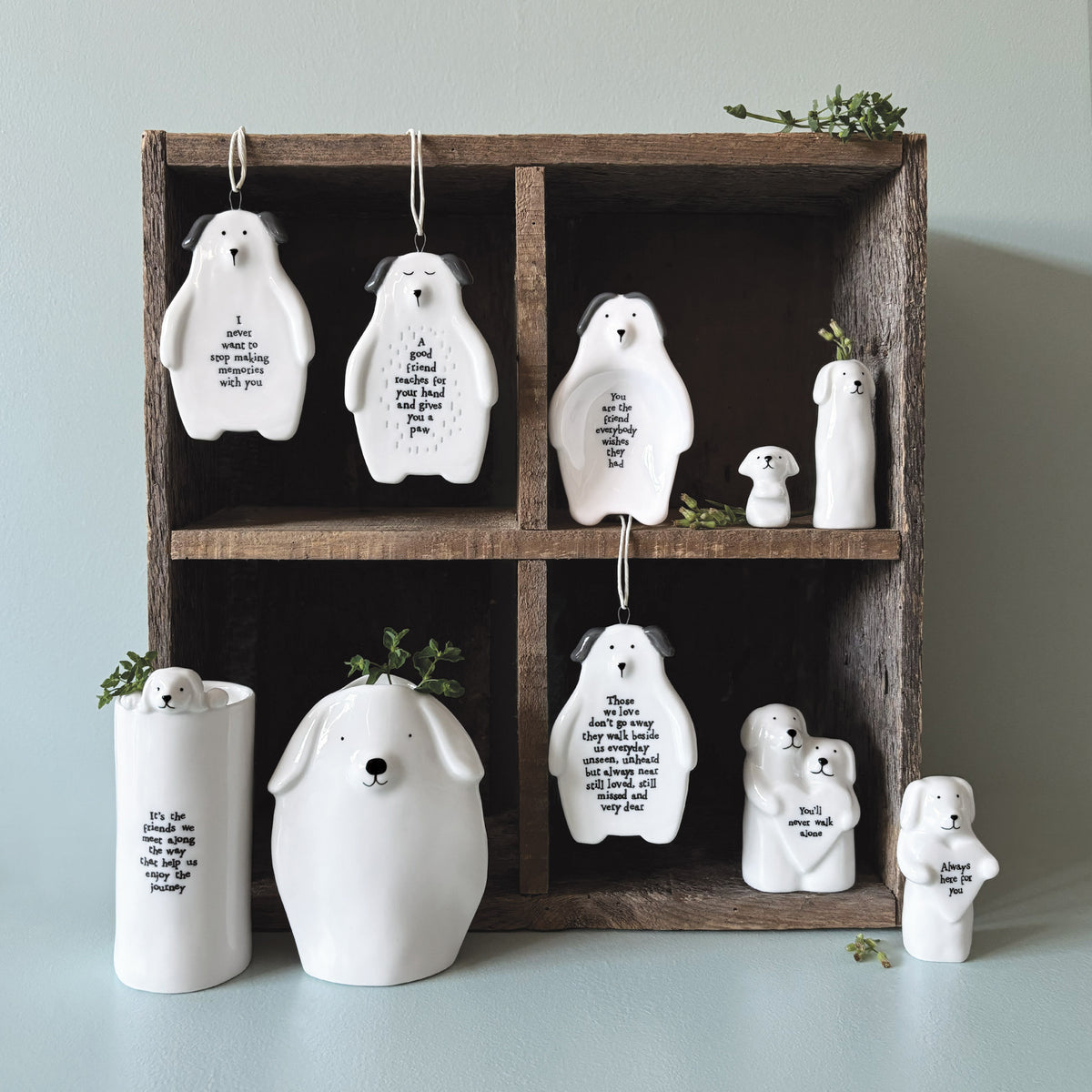 East of India Porcelain Dog Hanging Decoration - Those we love don’t go away