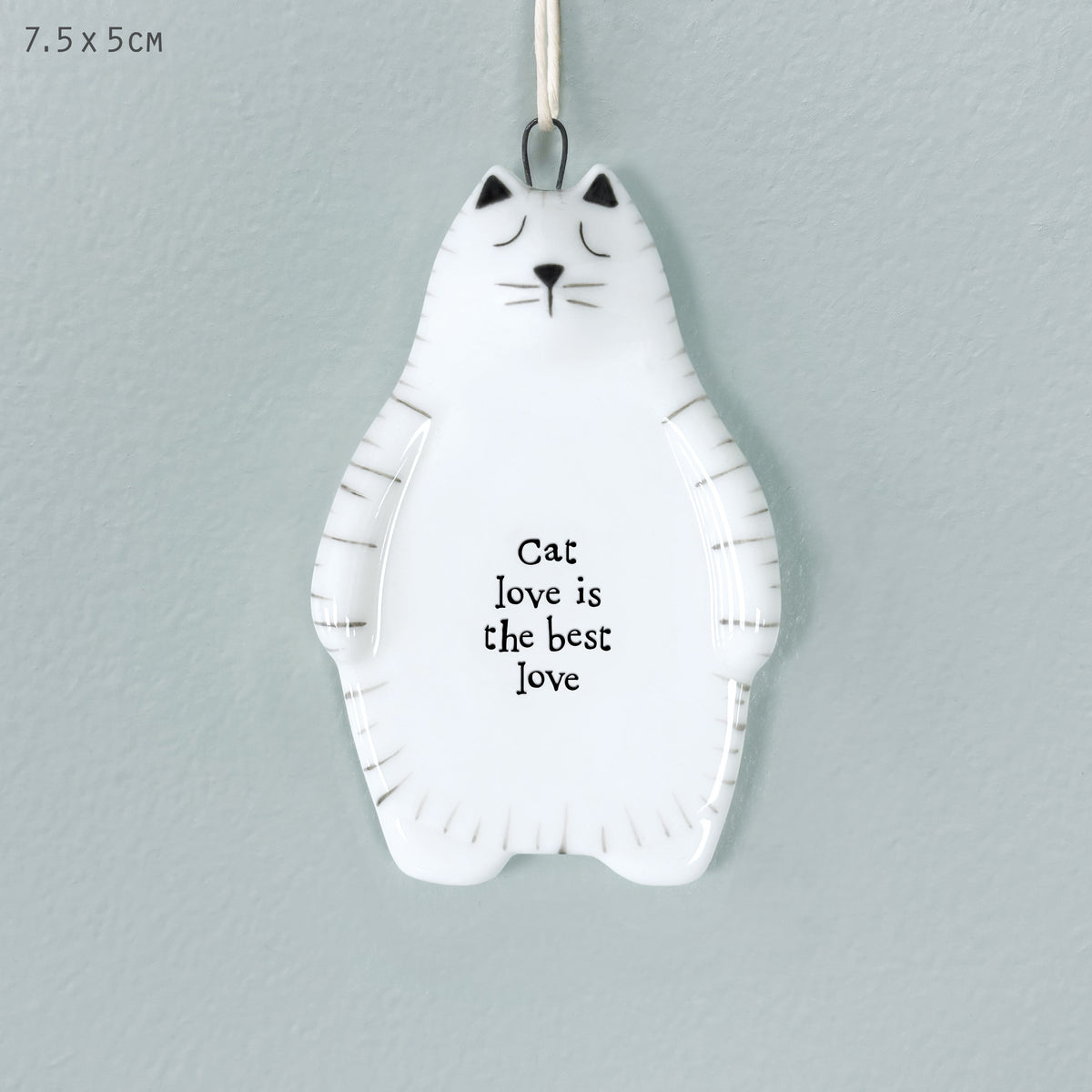 East of India Porcelain Cat Hanging Decoration - Cat love is the best love